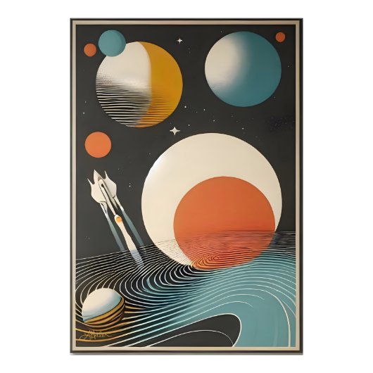 Impression Photo Mid Century Space Age Art Galaxy Waves (Devant)