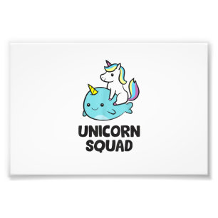 Impression Photo Mignon Narwhal Licorne Équipe Drôle Licorne Et Nar