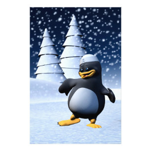 Impression Photo Mignon pingouin marin d'hiver Art de vacances enne
