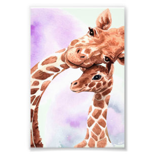 Impression Photo Mignonne Giraffe Maman Et Bébé, Cadeau Pour Fill