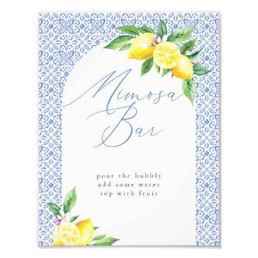 Impression Photo Mimosa Bar Lemon Carrelage bleu italien (Devant)