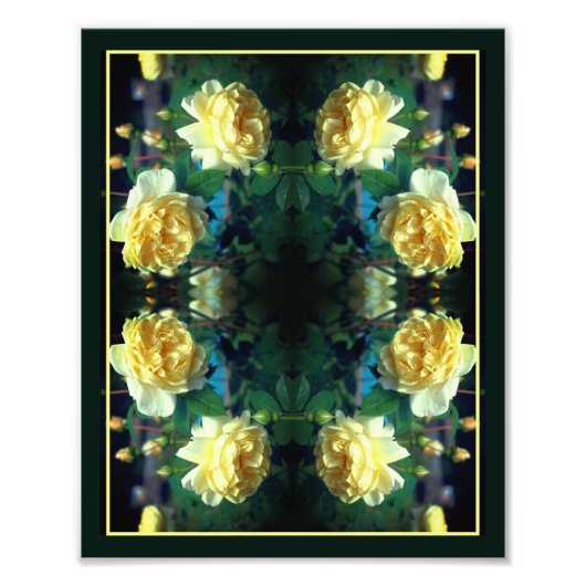 Impression Photo Miroir de paire de fleurs de rose jaune Abstrait 8 (Devant)