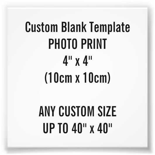 Impression Photo Modèle blanc d'impression personnalisée 4 po x 4 p (Devant)