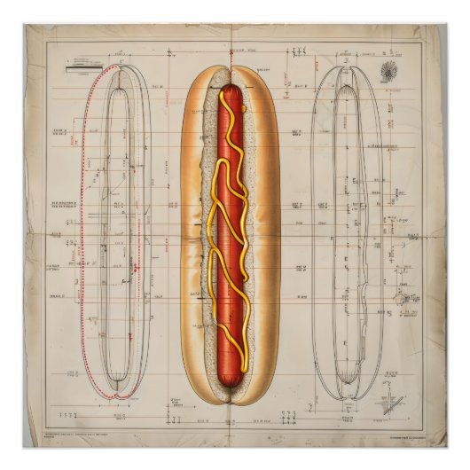 Impression Photo Modèle Vintage Hot Dog (Devant)