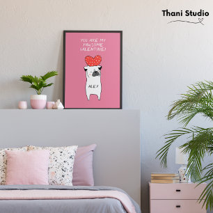 Impression Photo Mon Pawsome Valentine mignonne Carlin & Coeur Roug