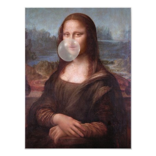 Impression Photo Mona Lisa souffle de bulle grise gomme (Devant)