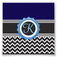 Monogramme bleu noir Chevron