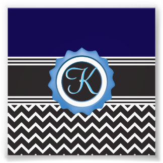 Impression Photo Monogramme bleu noir Chevron
