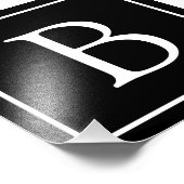 Impression Photo Monogramme Classique Simple | Noir avec Texte Blan (Coin)
