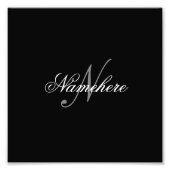 Impression Photo Monogramme de nom noir et blanc personnalisé uniqu (Devant)
