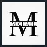 Impression Photo Monogramme et nom personnalisés<br><div class="desc">Monogramme personnalisé et cadeaux de nom avec monogramme personnalisé et nom dans le style de police serif classique. Parfait comme décors de maison, cadeaux de ménage, cadeaux de vacances pour la famille, les jeunes mariés et plus.</div>