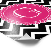 Impression Photo Monogramme noir Chevron rose chaud (Coin)