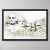 Impression Photo Mont Rushmore, œuvre d'art aquarelle présidentiell