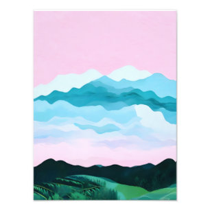 Impression Photo Montagnes roses et bleues