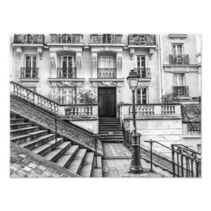 Impression Photo Montmartre Escaliers Noir et Blanc -