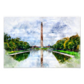 Impression Photo Monument de Washington Aquarelle avec Reflet (Devant)
