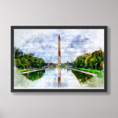 Impression Photo Monument de Washington Aquarelle avec Reflet