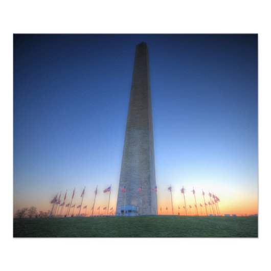 Impression Photo Monument de Washington avec coucher de soleil oran (Devant)