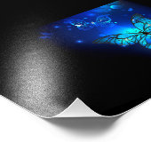 Impression Photo Morpho Butterfly in the Dark Background (Coin)