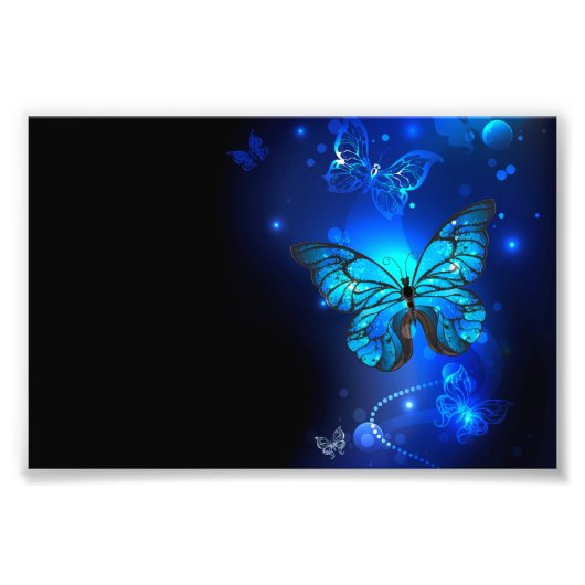 Impression Photo Morpho Butterfly in the Dark Background (Devant)