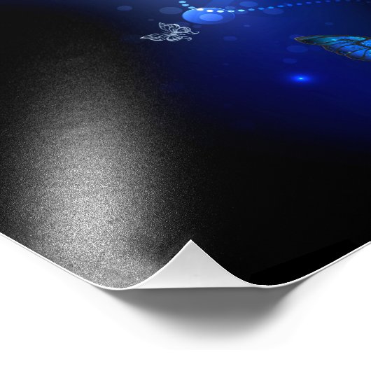 Impression Photo Morpho Butterfly in the Dark Background (Coin)