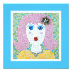 Impression Photo Mosaic - Ingrid avec bordure Turquoise et ivoire