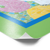 Impression Photo Mosaic - Ingrid avec bordure verte et bleue (Coin)