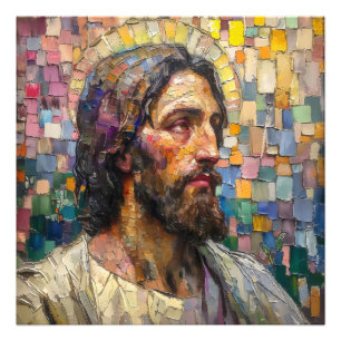 Impression Photo Mosaïque colorée Christianisme Jésus