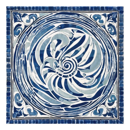 Impression Photo Motif blanc bleu tourbillon 02 (Devant)
