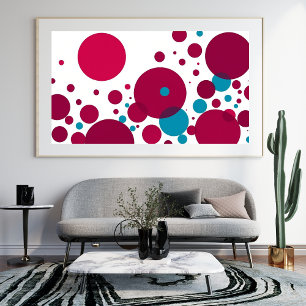 Impression Photo Motif circulaire Abstrait moderne rouge bleu géomé
