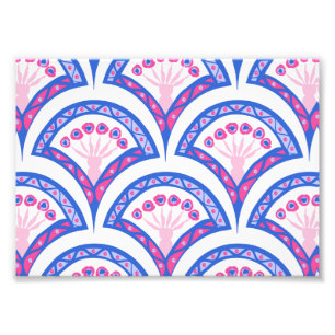 Impression Photo motif damassé floral bleu