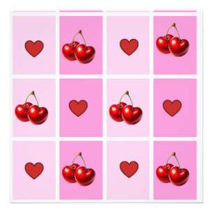 Impression Photo Motif Damier Cœur Cerise Personnalisé