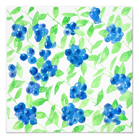 Impression Photo Motif d'aquarelle Bluberries (Devant)