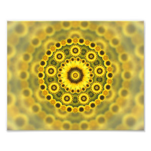 Impression Photo Motif de mandala de fractale de tournesol de