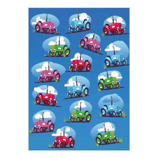 Impression Photo Motif de tracteur (fond bleu) (Devant)