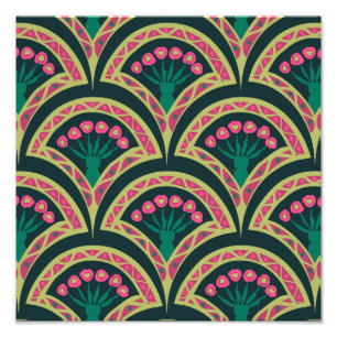 Impression Photo Motif de ventilateur floral rose et vert