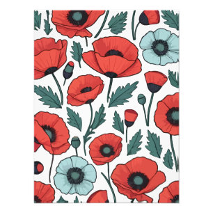 Impression Photo Motif d'illustration des fleurs de coquelicots rou