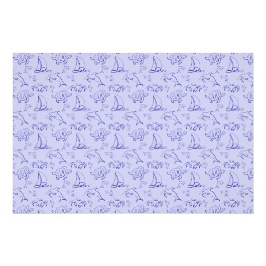 Impression Photo Motif d'une ligne d'animal marin et voilier (Devant)