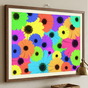 Impression Photo Motif floral de marguerite psychédélique coloré