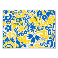 Motif folklorique aux couleurs du drapeau ukrainie