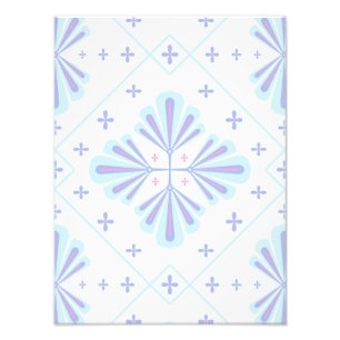 Impression Photo Motif géométrique floral bleu pastel répétitif