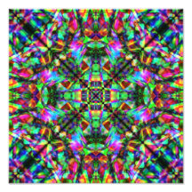 Motif Mandala vert et arc en ciel