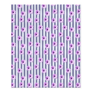 Impression Photo Motif rayé avec des marguerites violettes