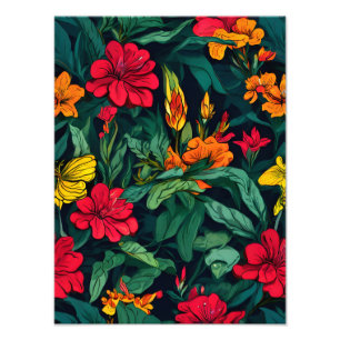 Impression Photo Motif sans couture avec Fleurs Vibrantes