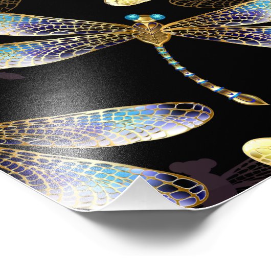 Impression Photo Motif sans couture avec libellules d'or (Coin)