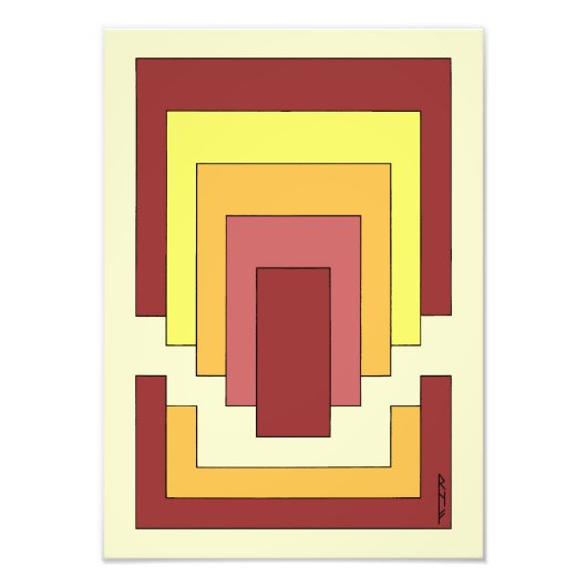Impression Photo Multicolor Abstrait rectangle (style les années 70 (Devant)