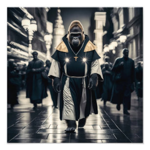 Impression Photo Mur d'art conceptuel : Gorilla dans Robes monastiq