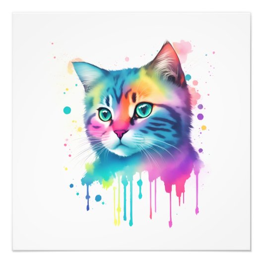 Impression Photo Mur de chat coloré (Devant)