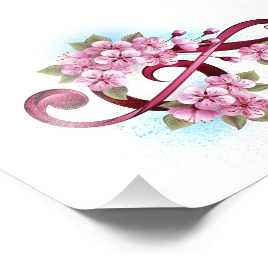 Impression Photo Musical treble clef notes with sakura flowers (Coin)