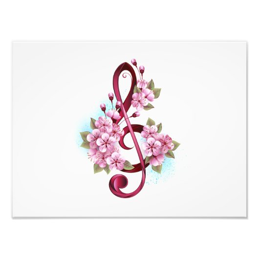Impression Photo Musical treble clef notes with sakura flowers (Devant)
